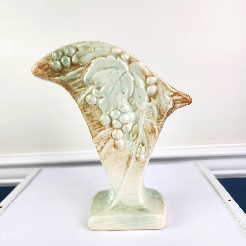Vintage McCoy Pottery Vase Grapes and Leaves Vase